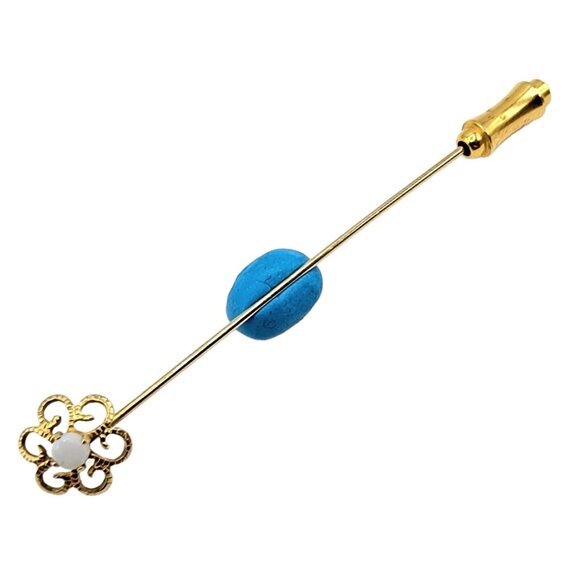 Gold Tone Opal Stick Lapel Pin - Picture 1 of 5
